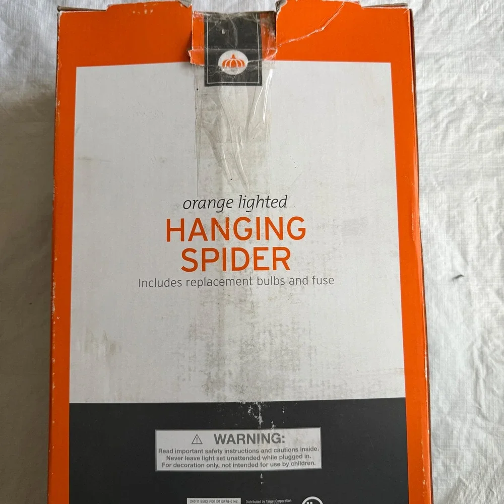 Target Halloween Orange Lighted Spider Black Fuzzy Decor 240 11 9583 2013